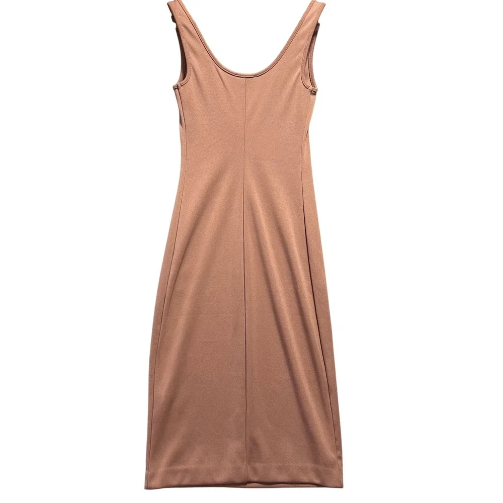Express Bodycon Dress‎ Womens XXS Mauve Pink Ribbed Knit Scoop Neck Midi Chic